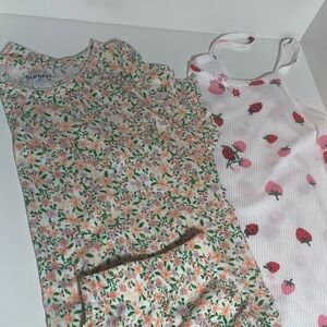 Two- Old Navy Floral Pajama Set and Strawberry Cami Nightgown